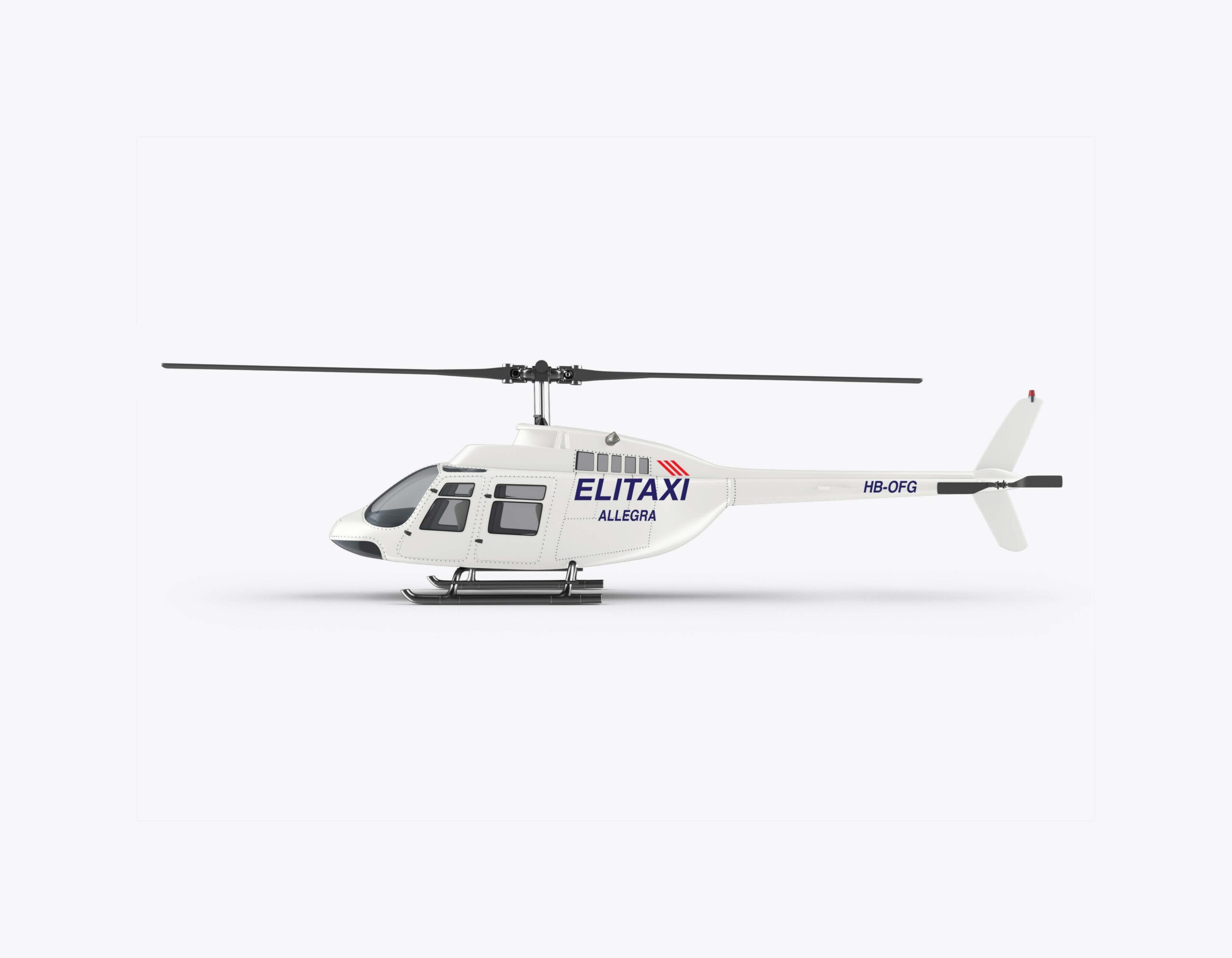 ELITAXI Allegra Aviation Branding – Helikopter mit Markenbeschriftung